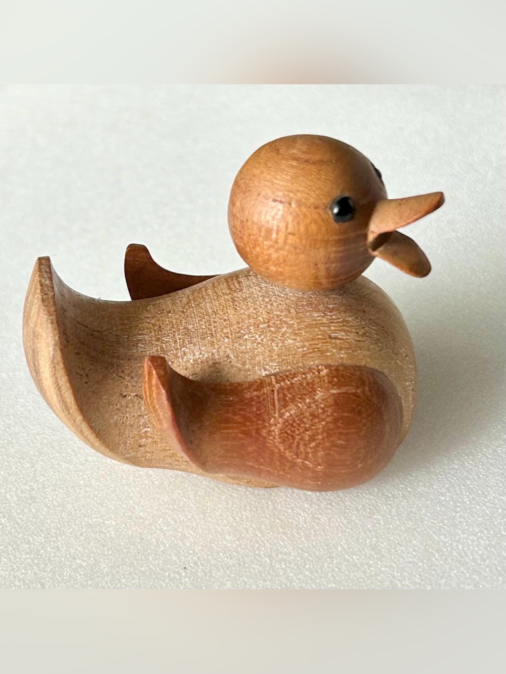 Vintage Miniature Danish Wood Hand Carved Duckling 2”x2”